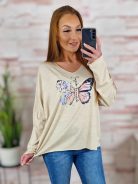Pillangó mintás, szűkülő fazonú, vékony kötött felső M-L-XL