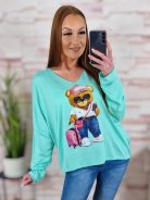 Maci mintás, szűkülő fazonú, vékony kötött felső M-L-XL