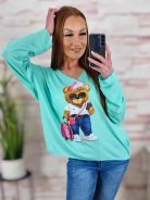 Maci mintás, szűkülő fazonú, vékony kötött felső M-L-XL