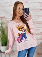 Maci mintás, szűkülő fazonú, vékony kötött felső M-L-XL