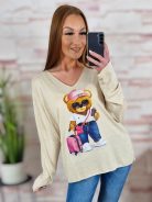 Maci mintás, szűkülő fazonú, vékony kötött felső M-L-XL
