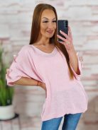 V-nyakú, ujjainál kivágott és masnis, vékony kötött felső L-XL