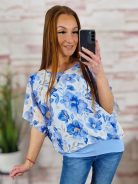 Passzés aljú, virágmintás, muszlin felső L-XL