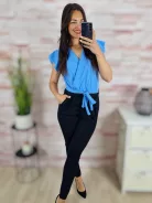 Mellnél átlapolt, zsebes, pillangó ujjú overál S-M