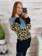 Leopárd mintás, egyenes fazonú, kötött tunika S-M-L