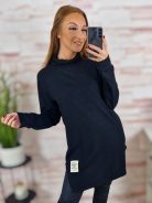 Garbós nyakú, oldalt sliccelt, gépi kötött anyagú tunika S-M-L