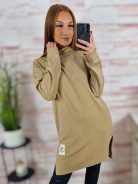 Garbós nyakú, oldalt sliccelt, gépi kötött anyagú tunika S-M-L