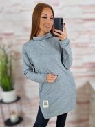 Garbós nyakú, oldalt sliccelt, gépi kötött anyagú tunika S-M-L