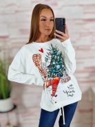 Karácsonyi mintás, alján megkötős, mikroplüss anyagú felső L-XL