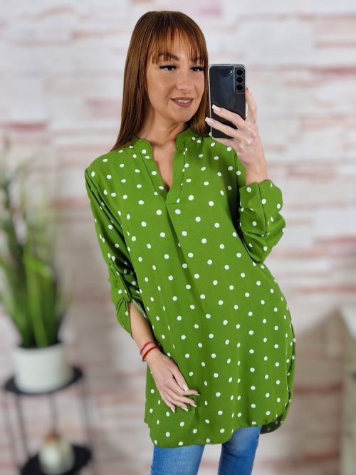 A vonalú, roll-up ujjú, pöttyös tunika M-L-XL