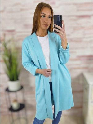 Ejtett vállú, zsebes, nyitott kardigán M-L-XL