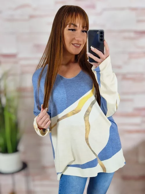Mintás, szűkülő fazonú, vékony kötött felső XL-XXL