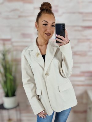 Gombos és kitűzős, álzsebes blézer L-XL