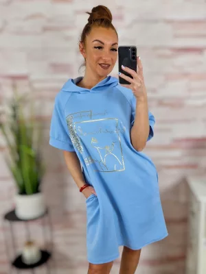 Kapucnis, zsebes, rövid ujjú ruha M-L