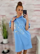 Kapucnis, zsebes, rövid ujjú ruha M-L