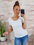 Vállnál fodros díszítésű, bordázott anyagú felső XS-S-M