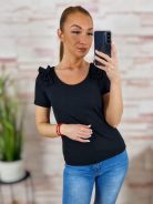 Vállnál fodros díszítésű, bordázott anyagú felső XS-S-M