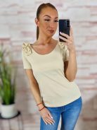 Vállnál fodros díszítésű, bordázott anyagú felső XS-S-M