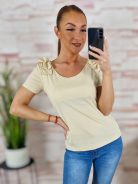 Vállnál fodros díszítésű, bordázott anyagú felső XS-S-M