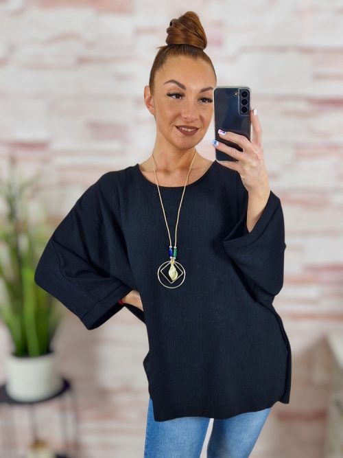 Nyakláncos, denevér ujjú, nagy méretű felső XL-XXL