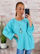 Nyakláncos, denevér ujjú, nagy méretű felső XL-XXL