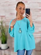 Nyakláncos, denevér ujjú, nagy méretű felső XL-XXL