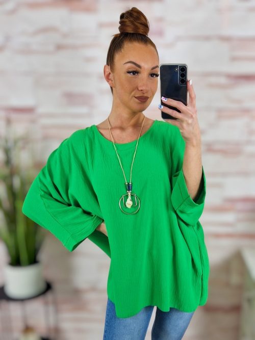 Nyakláncos, denevér ujjú, nagy méretű felső XL-XXL