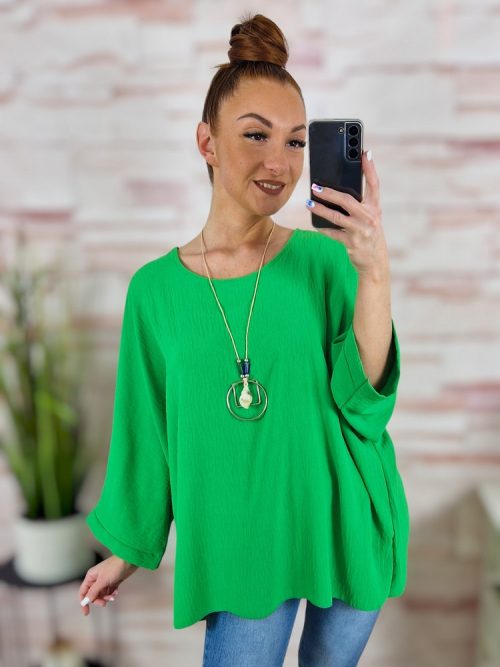 Nyakláncos, denevér ujjú, nagy méretű felső XL-XXL