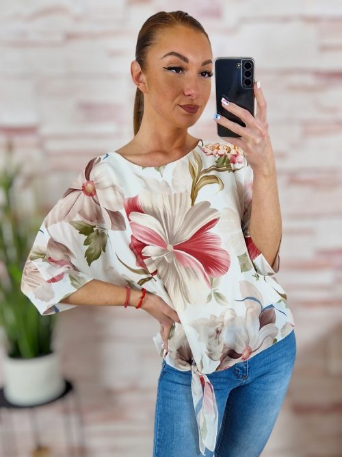 Virágmintás, oldalt megkötős, muszlin felső M-L