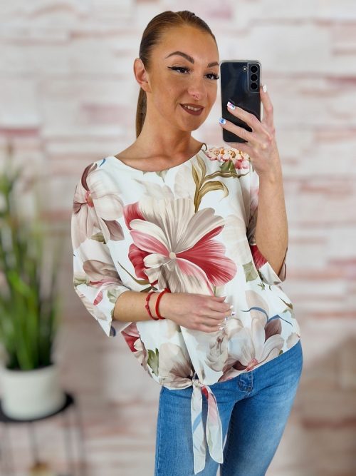 Virágmintás, oldalt megkötős, muszlin felső M-L