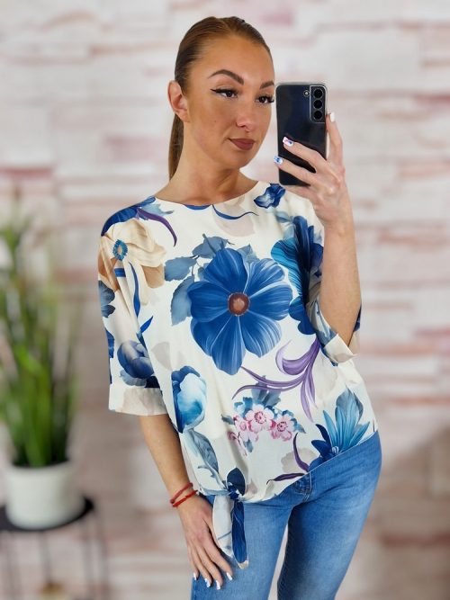 Virágmintás, oldalt megkötős, muszlin felső M-L