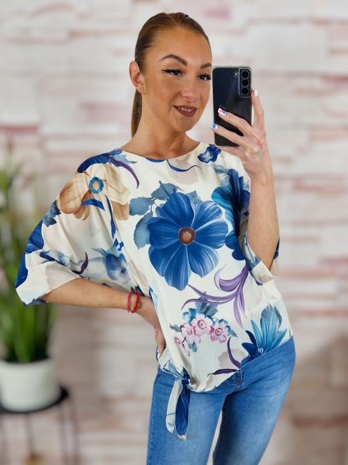 Virágmintás, oldalt megkötős, muszlin felső M-L