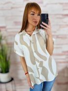 Mintás, végig gombos, rövid ujjú ing L-XL