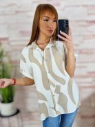 Mintás, végig gombos, rövid ujjú ing L-XL