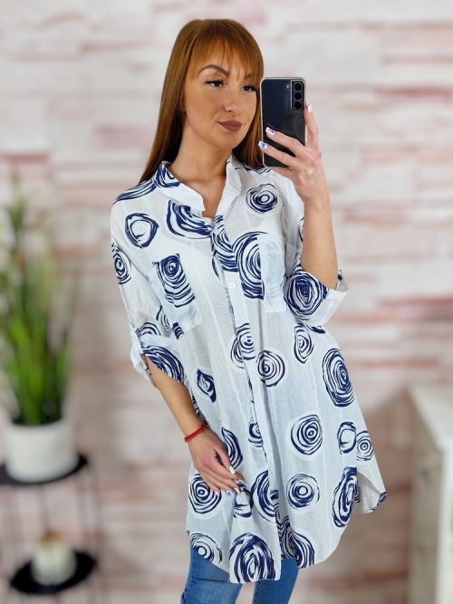 Mintás, végig gombos, 100% pamut ingruha L-XL