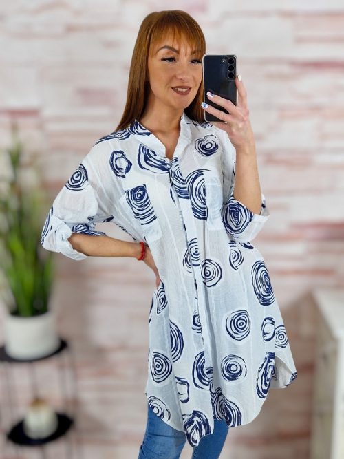 Mintás, végig gombos, 100% pamut ingruha L-XL