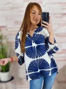 Mintás, roll-up ujjú, v-kivágású felső XL-XXL