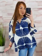 Mintás, roll-up ujjú, v-kivágású felső XL-XXL