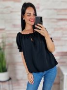 Gumis vállú és aljú, rövid ujjú felső M-L