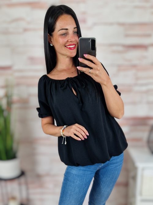 Gumis vállú és aljú, rövid ujjú felső M-L