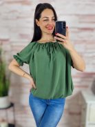 Gumis vállú és aljú, rövid ujjú felső M-L