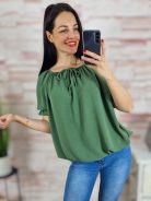 Gumis vállú és aljú, rövid ujjú felső M-L