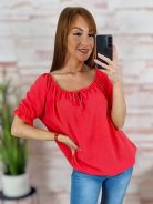 Gumis vállú és aljú, rövid ujjú felső M-L