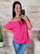 Gumis vállú és aljú, rövid ujjú felső M-L