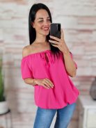 Gumis vállú és aljú, rövid ujjú felső M-L