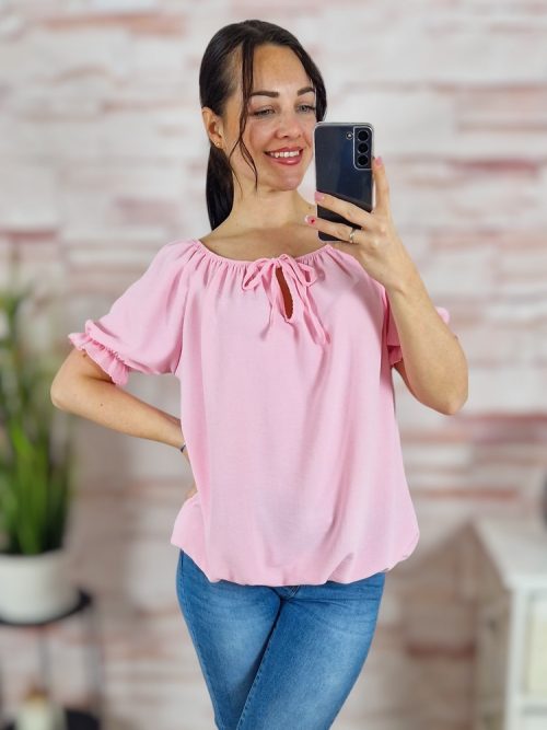 Gumis vállú és aljú, rövid ujjú felső M-L