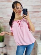 Gumis vállú és aljú, rövid ujjú felső M-L