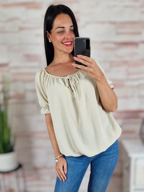 Gumis vállú és aljú, rövid ujjú felső M-L