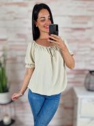 Gumis vállú és aljú, rövid ujjú felső M-L