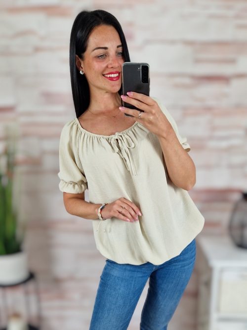 Gumis vállú és aljú, rövid ujjú felső M-L